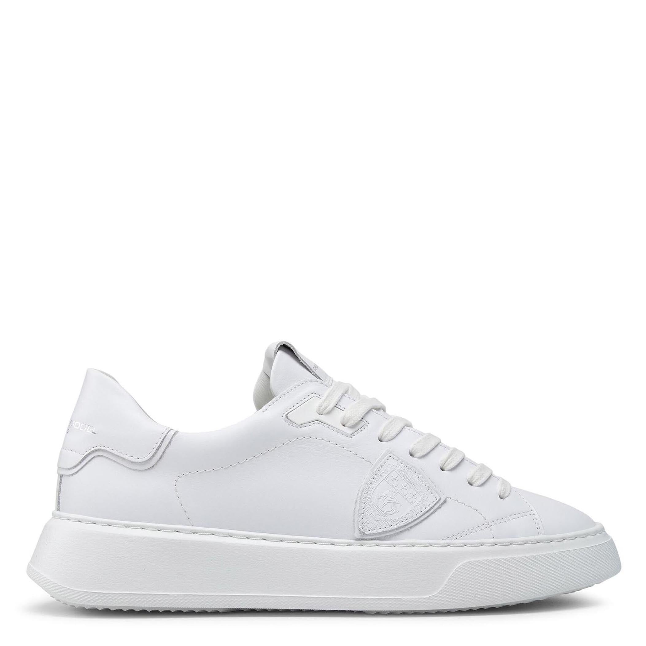 Sneakers total white in pelle