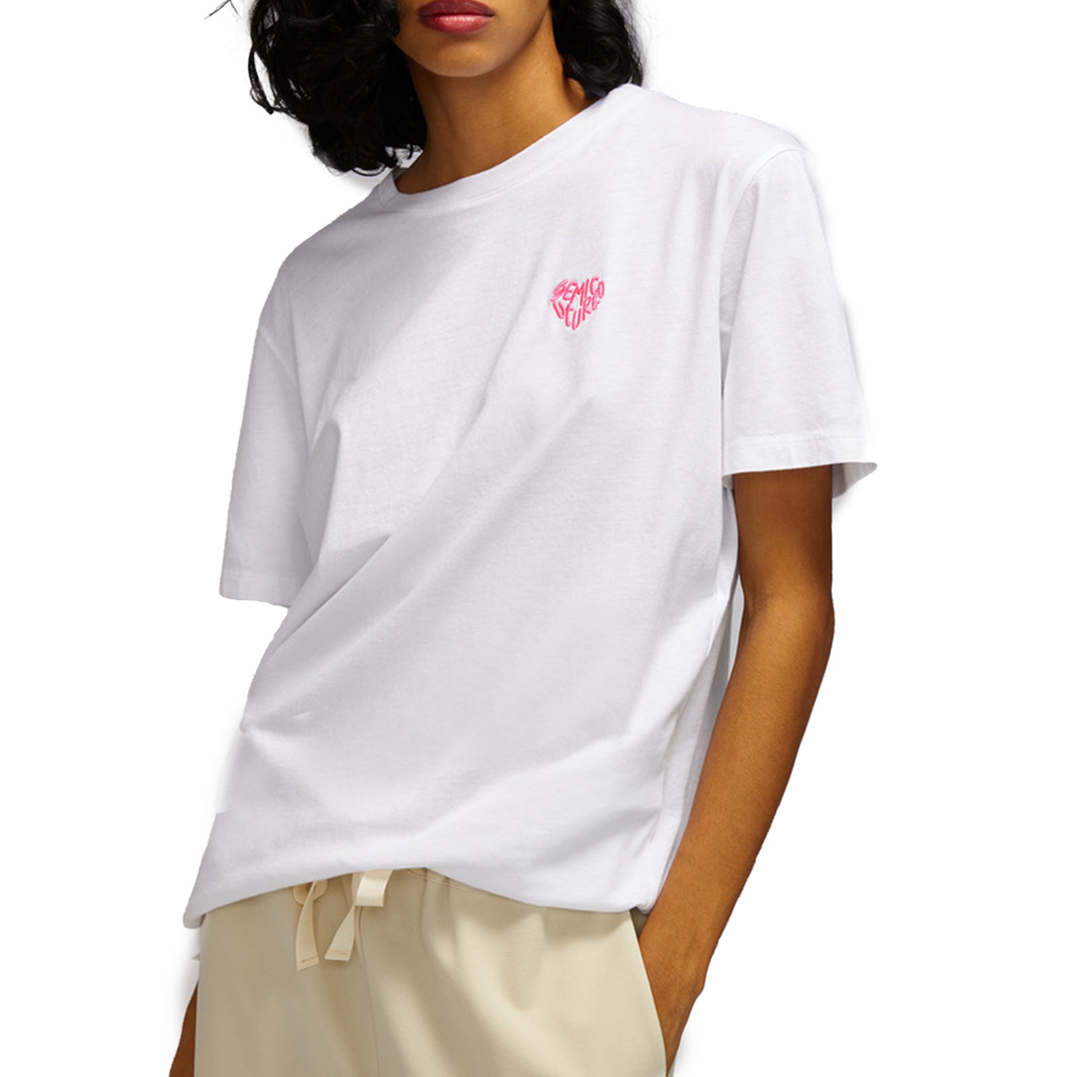 T-Shirt in cotone con ricamo bianca